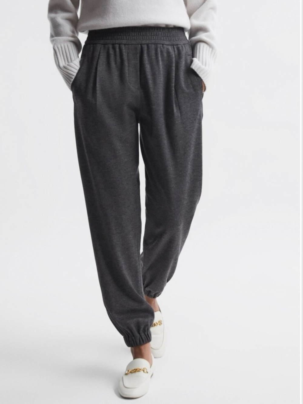 Reiss Jogger Pants in Charcoal Gray 100% wool size 4.